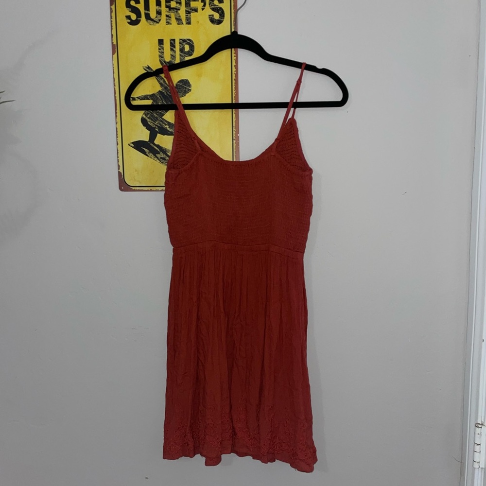 Women’s Burnt Orange Mini Dress with floral accents